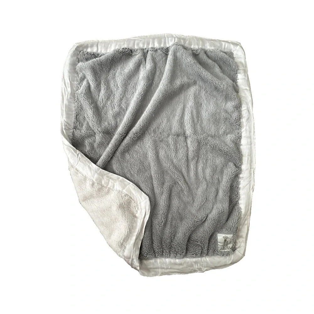 Little Giraffe Baby Blanket Grey White Satin Edge Thick Furry